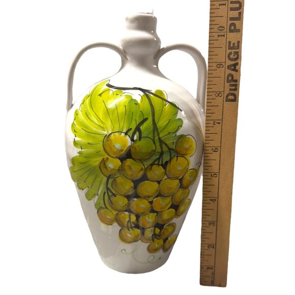 Hand-Painted Italian Ceramic Vase With Grape Design By Biolli & Tomasco - Picture 2 of 10
